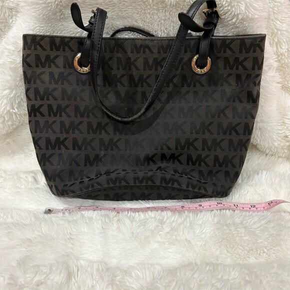 Michael Kors Handbags - Michael Kors Tote Bag Womens Large Brown/Black MK Logo Monogram Gold